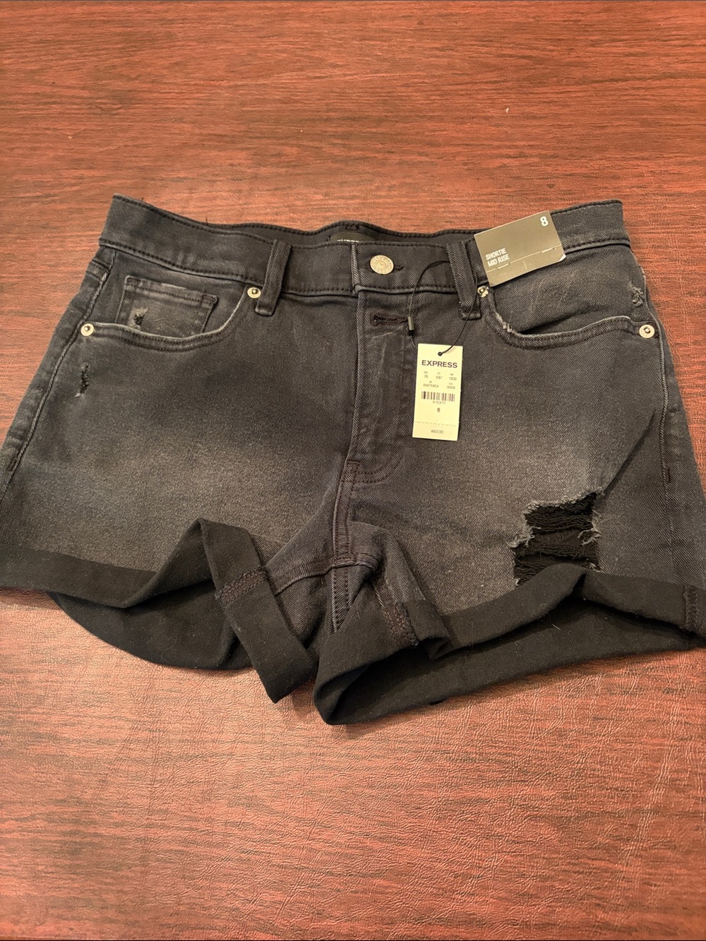 Express Women's Black Distressed  Denim Shorts